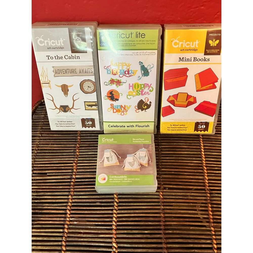 Cricut Cartridge Lot 4 Celebrate Flourish To The Cabin Mini Books Bits Pieces